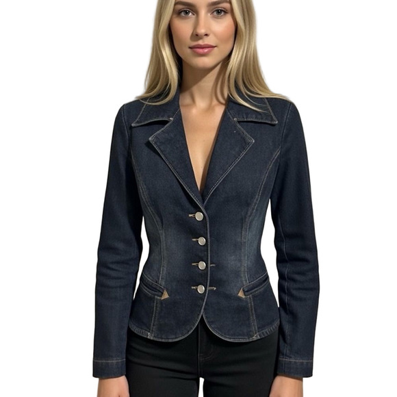 Frankie B. Jackets & Blazers - Vintage Frankie B Dark Wash Denim Jacket | Small | Made in USA